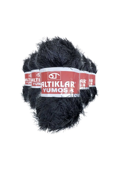 5 Adet Yumoş Sakallı El Örgü Ipi Yünü Siyah