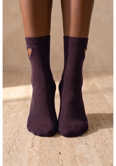 Katıa&bony Kadın Kalp Pencereli Soket Çorap Koyu Mor Dark Purple