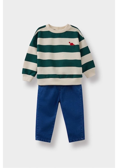 Defacto Erkek Bebek 2li Takım Çizgili Sweatshirt Jean Pantolon F3304a525auer134 Ekru Defacto Erkek Bebek 2li Takım Çizgili Sweatshirt Jean Pantolon F3304a525auer134 Ekru