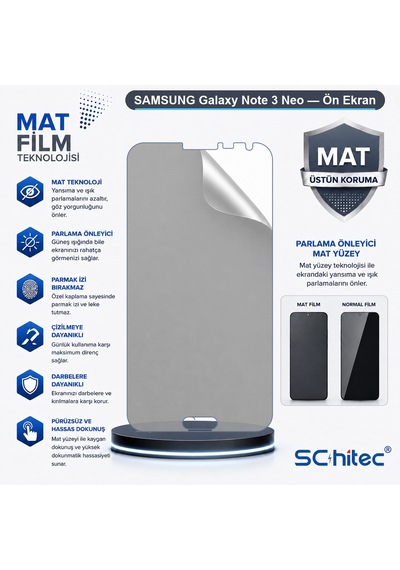 Samsung Galaxy Note 3 Neo Uyumlu Ön Yüzey Mat Hidrojel Ekran Koruyucu 82889253