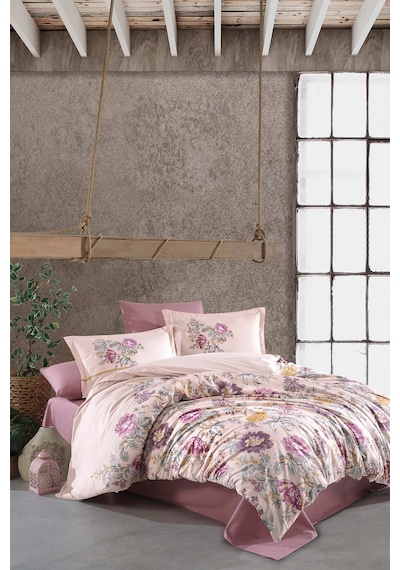 Clasy Mirante Pembe %100 Pamuk Çift Kişilik Ranforce Nevresim Takımı Pembe