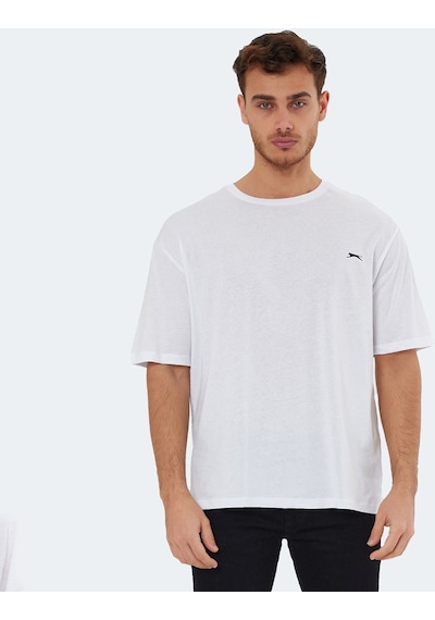 Slazenger KAISER IN Oversize Erkek Oversıze Beyaz Tişört