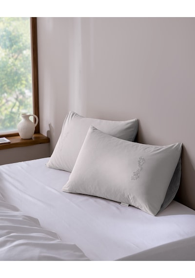 Aveline 2'li %100 Pamuk Nakışlı Yastık Kılıfı - Gri 8684427348239 Çok Renkli