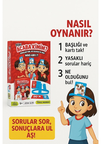 Mini Acaba Kimim Aile Oyunu Türkçe İngilizce Zeka Ve İfade Geliştiren Kartlı Eğlence Seti