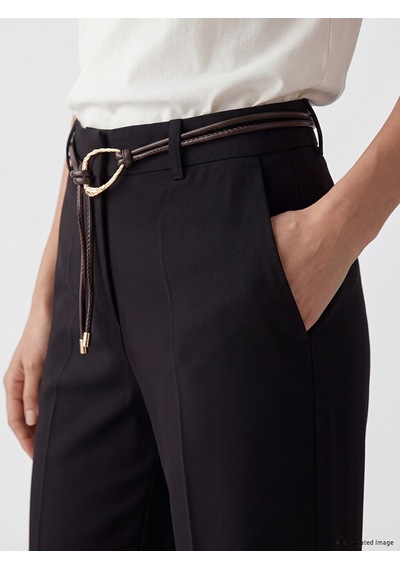 Lcwaıkıkı Classic Siyah Beli Kemerli İspanyol Paça Kadın Pantolon