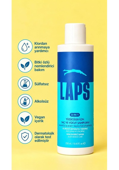 Laps Yüzücüler İçin Saç Ve Vücut Şampuanı, Klordan Arınmaya Yardımcı, Havuz Ve Yüzme Sonrası Saç Ve Vücut Bakımı, 250 Ml