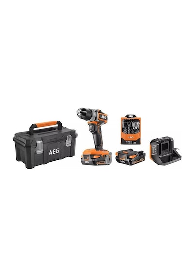 Aeg BSB 18SBL-202TBLK1 2.0 Ah Çift Akülü Kömürsüz Darbeli Matkap Seti - T4935492432