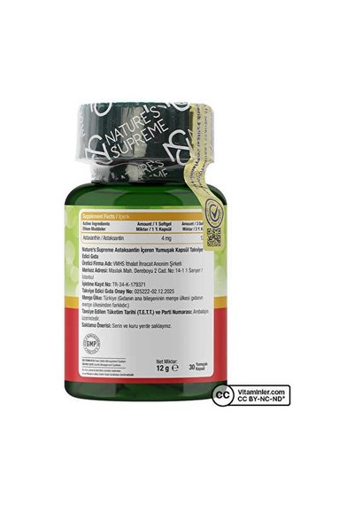 Nature's Supreme Astaxanthin 30 Kapsül