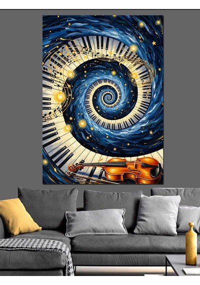 Ahşap Tablo Piyano Tuşları Girdap Sanatı Şehir Tabloları
