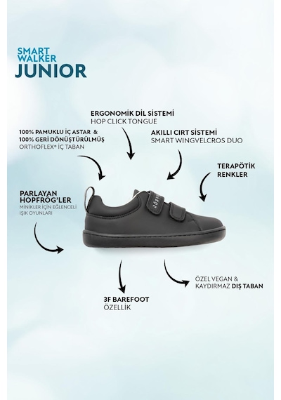 Smart Walker Junior Barefoot Çocuk Ayakkabı Mat Siyah