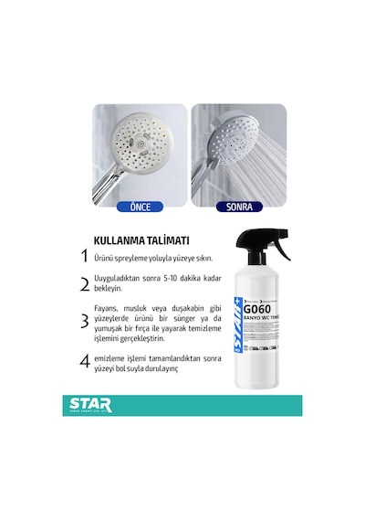 Güçlü Banyo Temizleyici Ve Kireç Çözücü Sprey Mentol Kokusu 1000 Ml