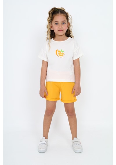 Toontoy Kids Toontoy Kız Çocuk Baskılı Şortlu Takım Ekru