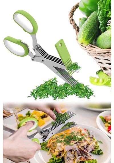 Sebze Kesme Makası 5 Bıçaklı Mutfak Makası Sebze Meyve Makası