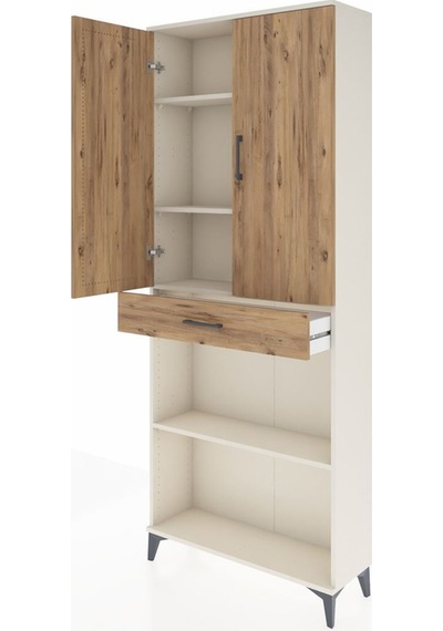 Arges Dolap 4 Raflı Tek Çekmeceli 2 Kapaklı 88x30x221 Aytaşı-çam Aytaşı