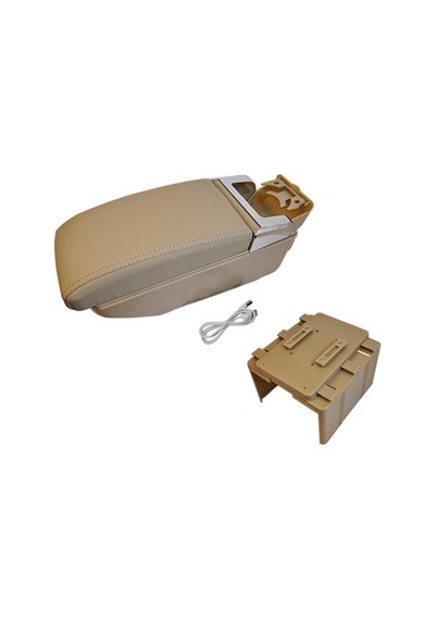 Kolçak GLZ02203479 Bej Ayarlı Işıklı 4 USB Portlu Kol Dayama Orta Konsol