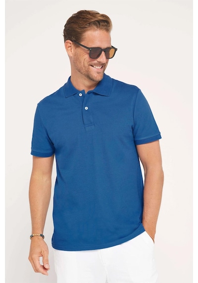 Tudors Erkek Slim Fit Dar Kesim %100 Pamuk İndigo Polo Yaka Tişört-32752 Indıgo İndigo