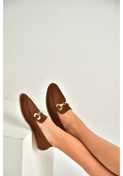 Fox Shoes Y291262402 Taba Süet Toka Detaylı Kadın Babet Taba