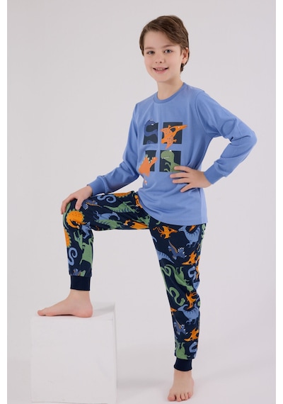 Rolypoly Erkek Çocuk Mavi Pijama Takımı Rp3661-c-v1