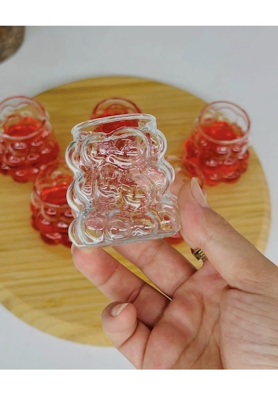 Lexroo 75 Ml 6'lı Üzüm Bardak Seti, Bubble Bardak, Bulut Bardak, Kahve Yanı Sunum Bardağı Çok Renkli