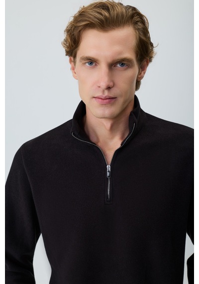 Morven Erkek Siyah Fermuarlı Bato Yaka Dynamic Fit Sweatshirt 27ks063003001 Siyah