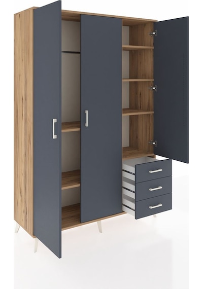 Hyperion Dolap 6 Raflı 3 Çekmeceli Tek Askılı 132x44x195 Çam-antrasit/antrasit Antrasıt/antrasıt Hyperion Dolap 6 Raflı 3 Çekmeceli Tek Askılı 132x44x195 Çam-antrasit/antrasit Antrasıt/antrasıt