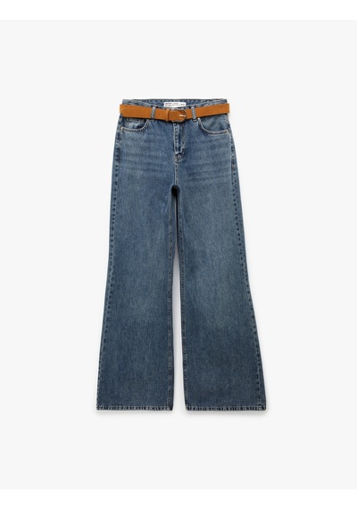 Koton Pamuklu Kemerli İspanyol Paça Denim Pantolon - Flare Jeans Koyu İndigo 6sal40138md İndigo Koton Pamuklu Kemerli İspanyol Paça Denim Pantolon - Flare Jeans Koyu İndigo 6sal40138md İndigo