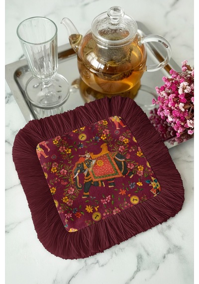 Hint Saray Motifli Saçaklı Sunum Peçetesi - Uzak Doğu Bohem Bordo Altın Renkli Bardak Altlığı Mendil Soluk Ayışığı Bal Hint Saray Motifli Saçaklı Sunum Peçetesi - Uzak Doğu Bohem Bordo Altın Renkli Bardak Altlığı Mendil Soluk Ayışığı Bal