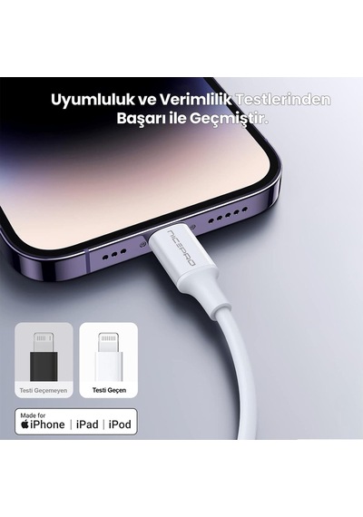 Nicepro Npo UTL12 60 W 1.2 M Tpe USB To Lightning Hızlı Şarj Ve Data Kablosu