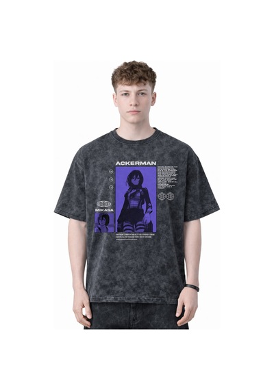 Sevbano Tasarım Mikasa Ackerman Attack On Titan Anime Baskılı Unisex Over Siyah