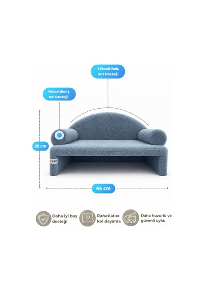 Reyo Pet Peluş Kedi Koltuğu Kedi Kanepesi Kedi Yatağı Evcil Hayvan Dinlenme Koltuğu Rahat Kedi Sofa Yatağı 45 x 33 x 25 CM Çelik Mavisi