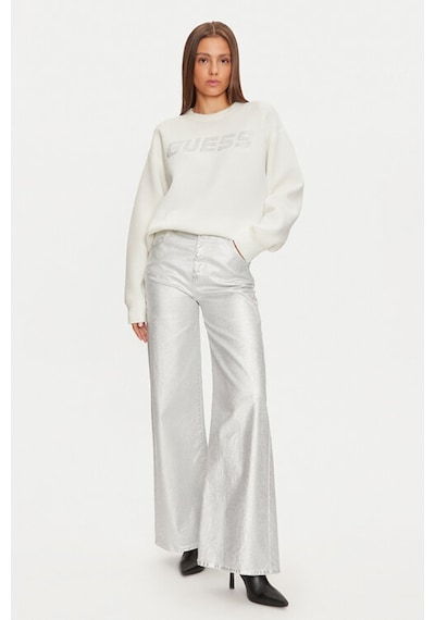 Guess Kadın Cecılıa Parlak Logolu Sweatshirt - Krem Krem
