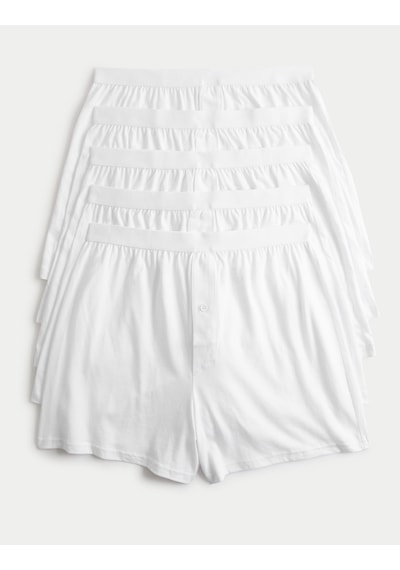 Marks & Spencer Saf Pamuklu 5'li Nefes Alabilir:trade Mark: Boxer Seti Beyaz