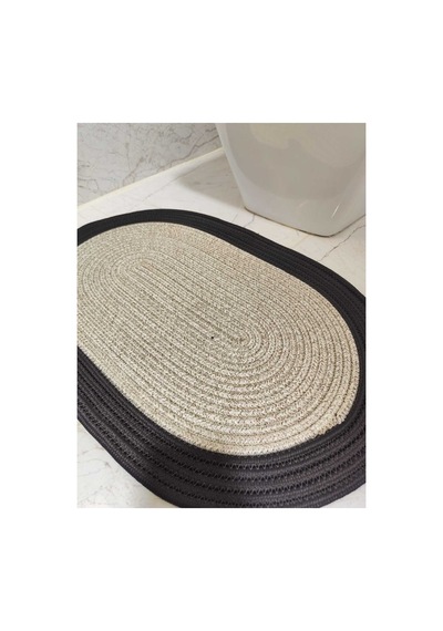 Jüt Hasır Tek Li,banyo Paspası,bohem Tarzı Banyo Takımı, Paspas/40x60 Taş Siyah Taş Siyah