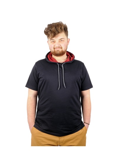Mode Xl Büyük Beden Oversize Tshirt Kapşon Basic 21115 Lacivert 001