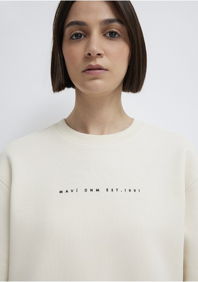 Mavi - Mavi Denim Baskılı Ekru Sweatshirt 1s10525-80194 Ekru