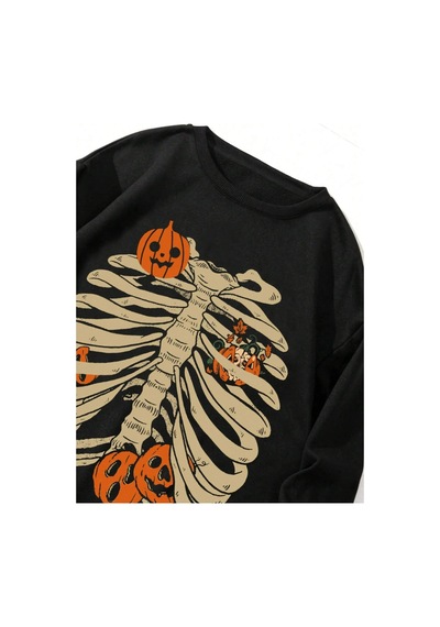 Startmore Adrift Coko Serisi Nıtagut Halloween Print Lined Sweatshirt Siyah