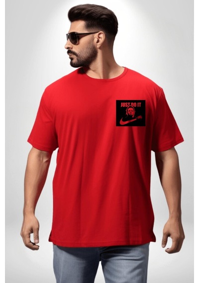 Korkunç Palyaço Korku Film Kırmızı Oversize Unisex Ön Ve Sırt Baskılı Tişört Kırmızı