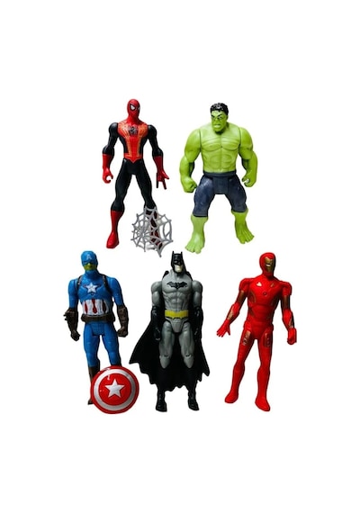 5'li Işıklı Kutulu Süper Kahraman Seti Hulk Örümcek Adam Ironman Batman Kaptan Amerika