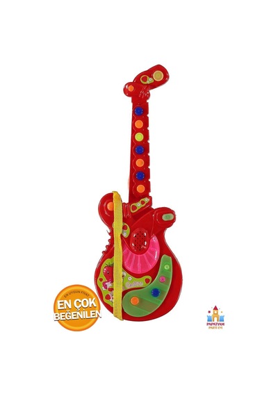 Müzikli Ve Işıklı Eğitici Gitar Oyuncak - 35 Cm Boyunda Çocuklar İçin Eğlenceli Oyuncak Gitar