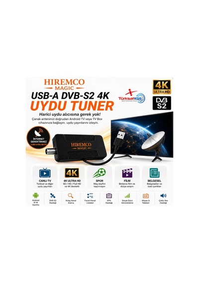 Hıremco Magıc Usb-a Dvbs-s2 4k Androıd Uydu Tuner