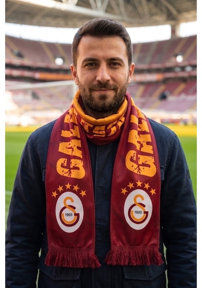 Galatasaray Lisanslı 5 Yıldız Kırmızı Şal Atkı Sarı