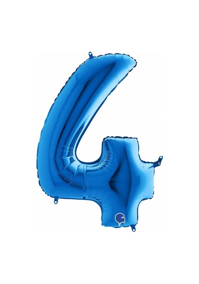 4 Rakam Folyo Balon Mavi 40ınc 100cm Çok Renkli