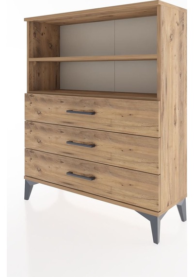 Arges Şifonyer 2 Raflı 3 Çekmeceli 88x30x106 Çam-çam Çam