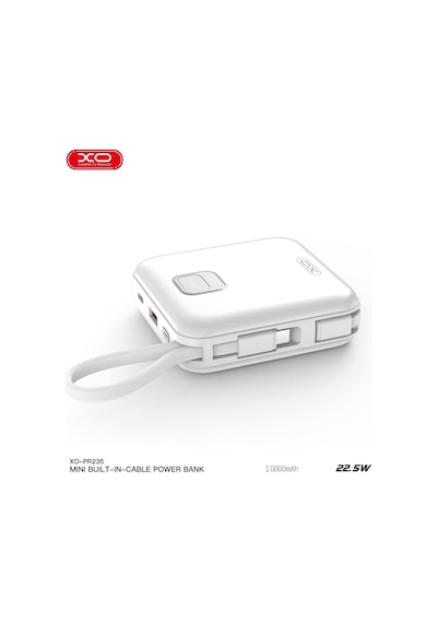 Pr235 22.5w Usb-c Type-c Lightning Kablolu 10000 Mah Led Ekranlı Powerbank Şarj Aleti Beyaz