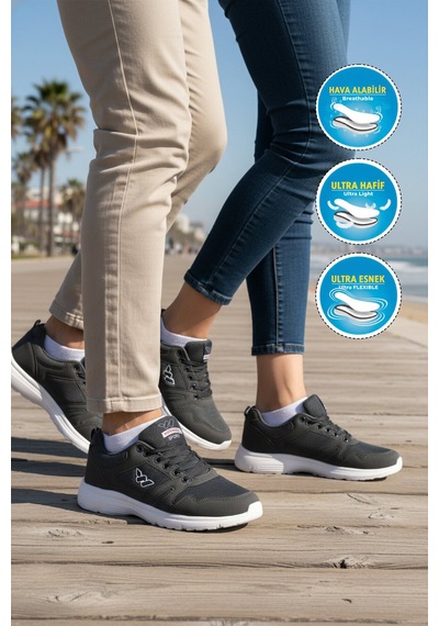 Walkway Lacivert Fileli Hafif Bağcıklı Esnek Unisex Spor Ayakkabı 020 G