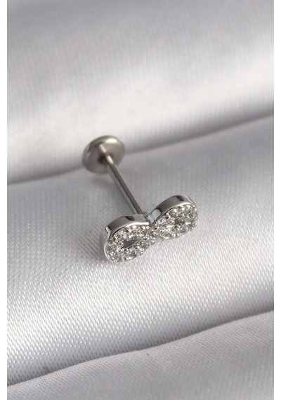 Ceylan Adam 316l Çelik Gümüş Renk Zirkon Taşlı Sonsuzluk Model Tragus Piercing Çok Renkli