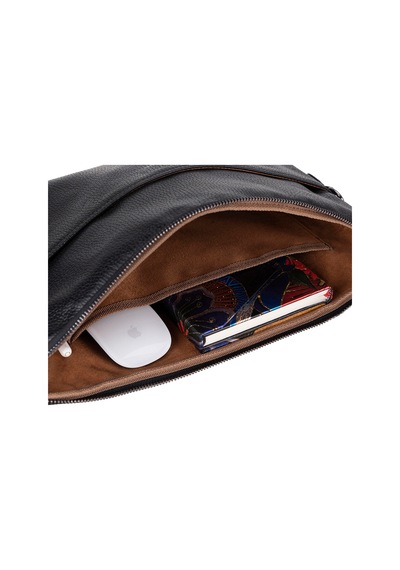 Bloomsleeve Leeds 14" Obsidian Black Hakiki Deri Laptop & Tablet Kılıfı Siyah