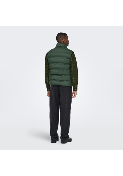 Only & Sons Only&sons Union Seamless Life Puffer Erkek Haki Dik Yaka Yelek Haki