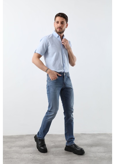 Banny Jeans Erkek Likralı Regular Fit Düz Jean Pantolon Mavi Mavi