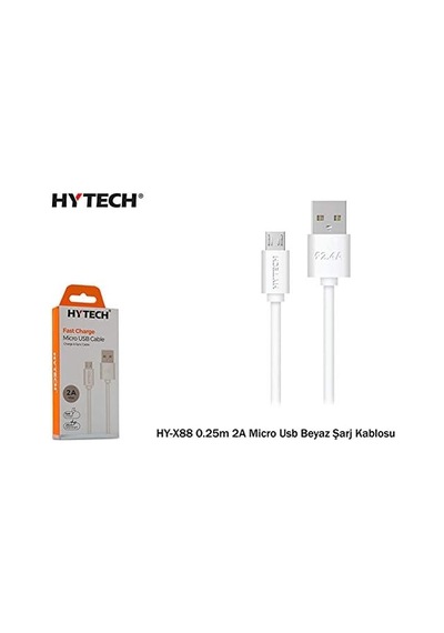 Hy-x88 0.25m 2a Micro Usb Şarj Kablosu, Beyaz